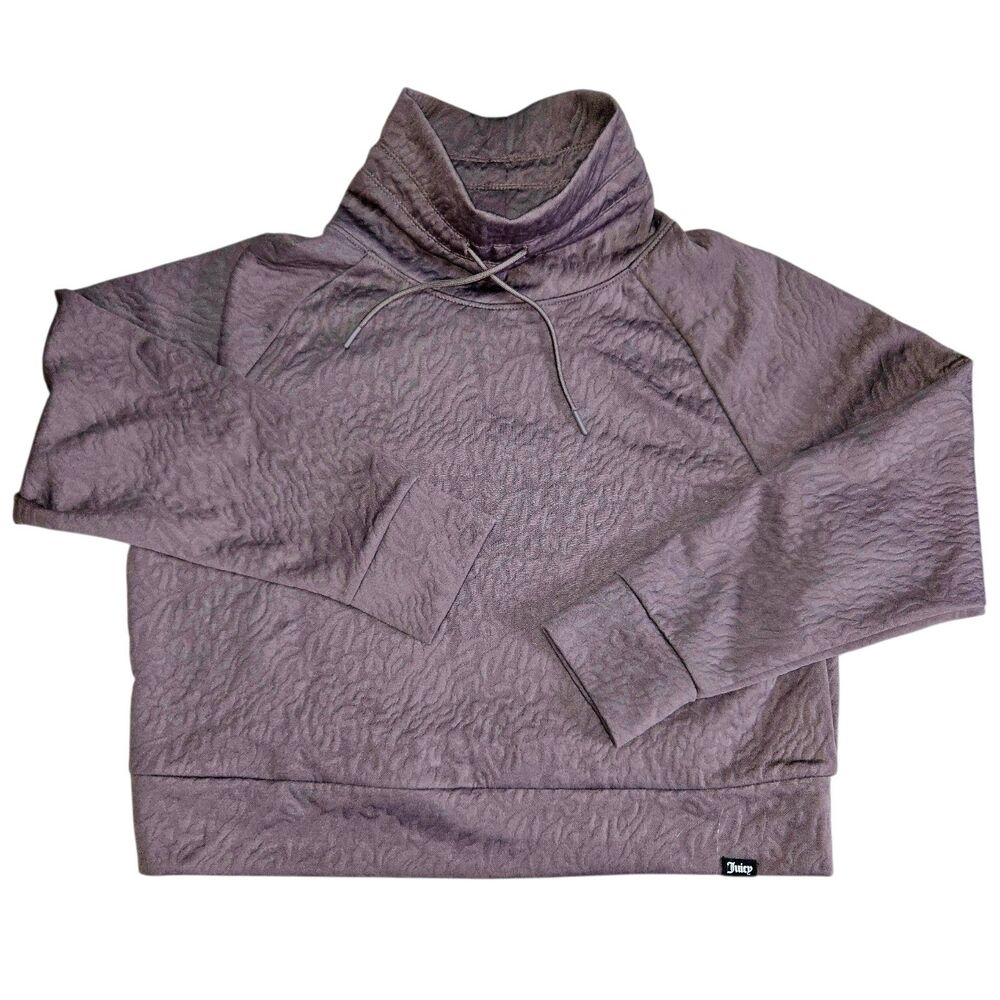 Juicy Couture Sport Textured Pullover Top Women's Size L Plum Truffle Cropped